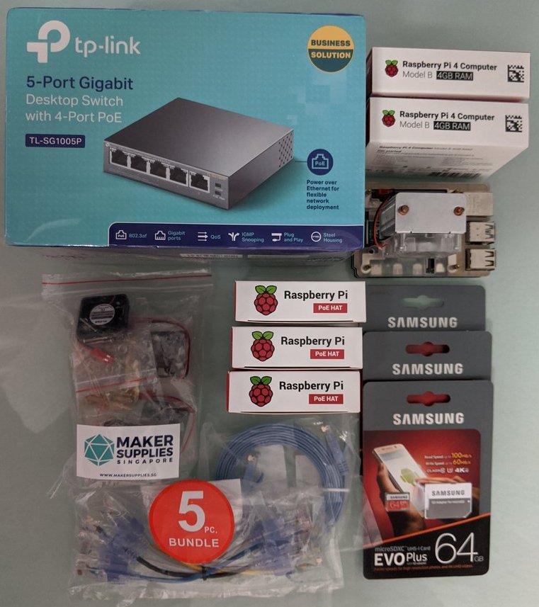Rapsberry Pi 4B, PoE HAT, network switch